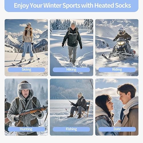 Heated Socks for Men Women - Rechargeable, Washable, Electric Heated Socks Up to 8 Hours with 4 Heating Levels for Hunting, Camping, Hiking, Skiing, Walking, Fishing, Cycling, Outdoor Work thumbnail 6