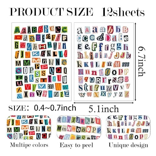 852pcs Magazine Letter Stickers Vintage Scrapbook Letters Stickers Small Ransom Alphabet Sticker for Scrapbooking Supplies Journaling Laptop Water Bottle DIY Crafts Gift Junk Journal (Journal12) thumbnail 3