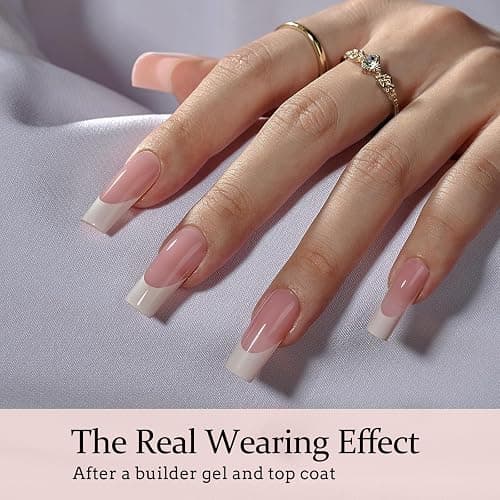 BTArtboxnails French Tip Press on Nails - XCOATTIPS White French Tip Nails, Pink Long Square Nail Tips, Soak Off Acrylic Fake Nails Extensions thumbnail 3