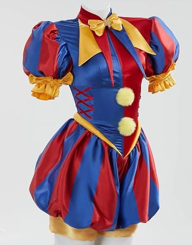 Cosplay.fm Women's Clown Costume Carnival Outfit Jumpsuit and Hat with Gloves and Socks Halloween Costume for Adult Women thumbnail 2