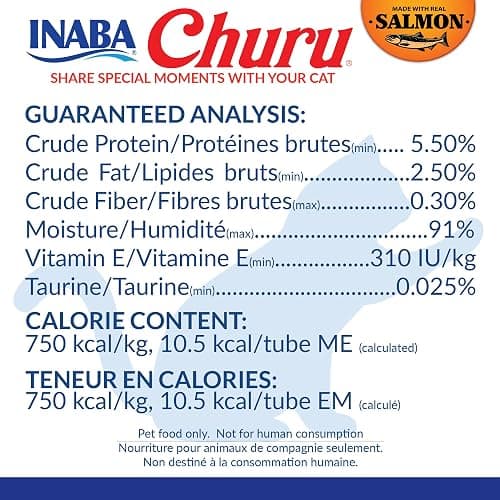 INABA Salmon Churu Cat Treats, Lickable, Squeezable Creamy Purée Cat Treat with Green Tea Extract & Taurine, 0.5 Ounces Each Tube, 40 Tubes, Salmon Variety Box thumbnail 4