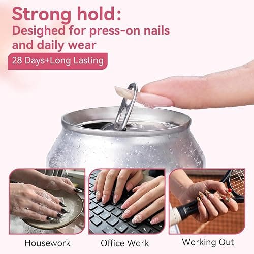 Makartt Press On Nail Glue: No UV Lamp Needed, 20s Air Dry Adjustable for Beginners, Strong Hold, Semi-solid Precise Control, Easy for Press-On Users At-home Application, HEMA-Free for Sensitive Nails thumbnail 8