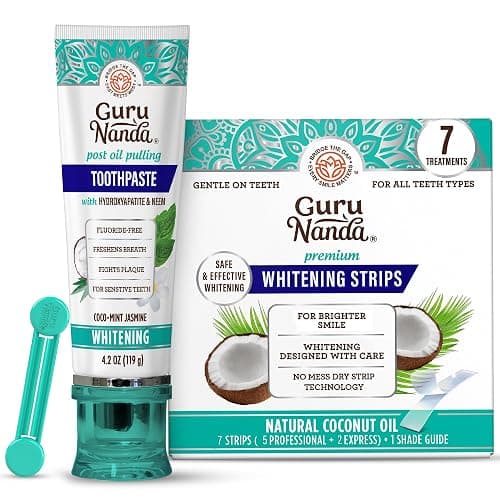 GuruNanda Whitening Duo – Hydroxyapatite Toothpaste & 7-Day Whitening Strips for a Brighter Smile & Stronger Teeth - Image 1
