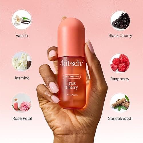 Kitsch Hair Perfume for Women - Tart Cherry | Clean, Deodorizing & Patented Odor-Eliminating Technology Hair Spray & Body Mist - Freshen Hair, Body & Pillows - Fruity Gourmand Scent & Vanilla - 50mL thumbnail 5