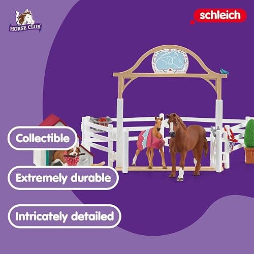 Schleich Horse Club — Hannah's Guest Horses Playset, 20-Piece Horse Stable Toy Set Including Mare, Foal, Hannah Doll and Dog Figurine, Horse Toys for Girls and Boys Ages 5+ thumbnail 5