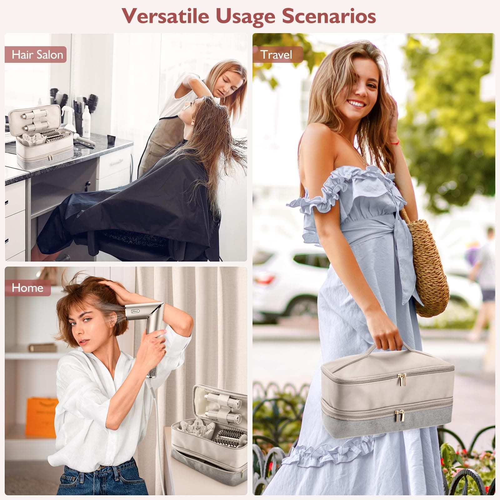 Travel Carrying Case for Hair Dryer Shark Flexstyle Dyson Airwrap Brush Double-Layer Hair Accessories Tools Storage Bag for Revlon Hairdryer Styler Organizer thumbnail 6
