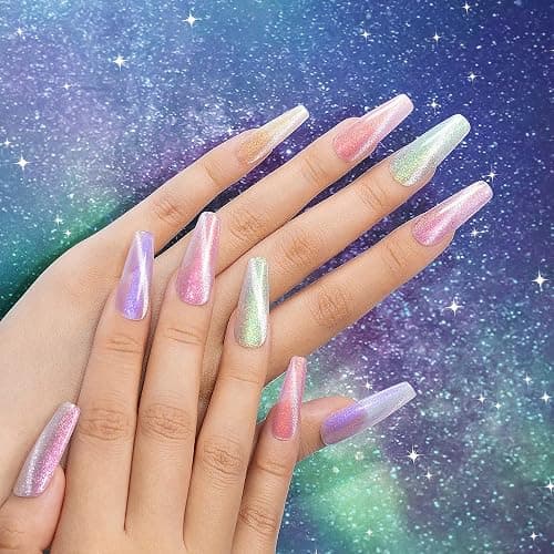 RARJSM Aurora Cat Eye Gel Nail Polish Set 6 Colors Velvet Silver Glitter Purple Pink Green Champagne Galaxy Star Cloud Ice Gel Polish with Magnet Stick UV LED Curing Requires Soak Off Home Salon thumbnail 3