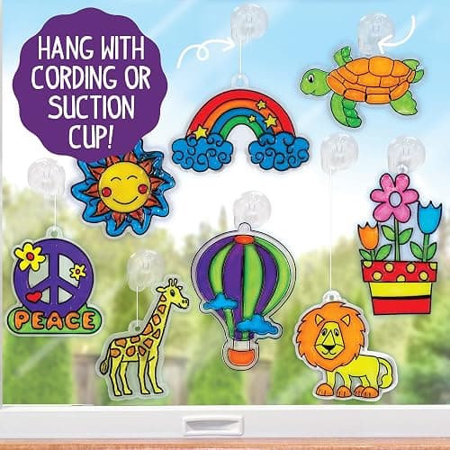 Made By Me Create Your Own Window Art, Paint Your Own Suncatchers, DIY Arts & Crafts Idea, Craft Kits for Kids, Crafts for Kids & Toddlers, Toddler Arts and Crafts thumbnail 2