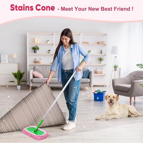 6 Pack Reusable Mop Pads Compatible with Swiffer Sweeper, Pink | Chenille Mop Refill Pads, Dry & Wet Mopping Cloths for Floor Cleaning thumbnail 7