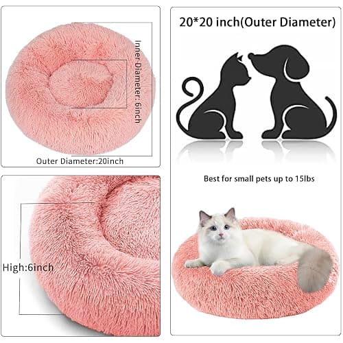 Nisrada Cat Beds for Indoor Cats,20 Inch Dog Bed for Small Melium Large Dogs, Washable-Round Pet Bed for Puppy and Kitten with Slip-Resistant Bottom thumbnail 4