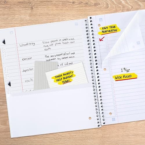 Five Star Spiral Notebook + Study App, 1 Subject, College Ruled Paper, 8-1/2" x 11", 80 Sheets, Styles, 4 Pack (850222F) thumbnail 5