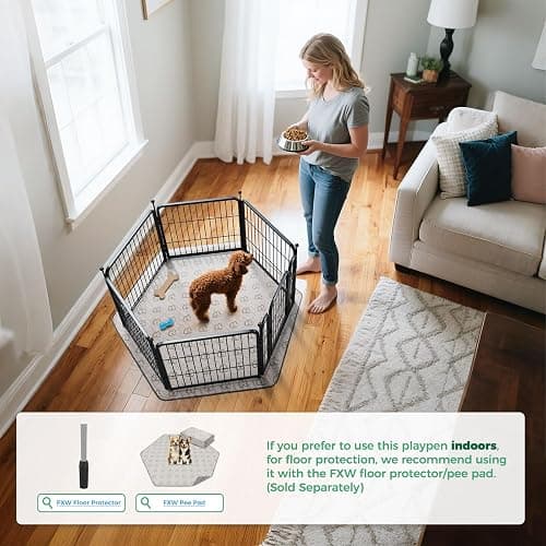 FXW Rollick Dog Playpen, Indoor, Yard & RV Camping, 24" H, 6 Panels | Easy setup, Heavy-duty, DIY layouts, Walk-through gate, for Puppies & Small Dogs, Patented thumbnail 4