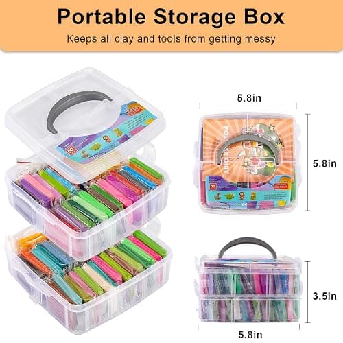 Polymer Clay 60 Colors, CiaraQ Modeling Clay for Kids, Oven Bake Clay with Sculpting Tools, Ideal for Sculpture, Crafting, DIY Projects thumbnail 3