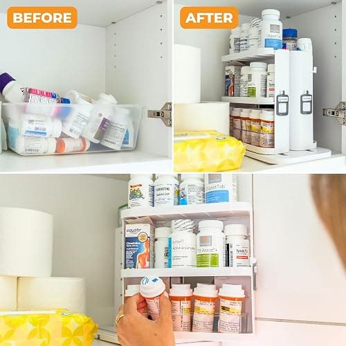 Cabinet Caddy SNAP! Spice Rack Organizer for Cabinet - Slide & Rotate Seasoning Organizer - 4 Snap-In Adjustable Shelves for 5 Tier of Storage - Magnetic Modular Design - 8.9”H x 6.1”W x 10.8”D thumbnail 9