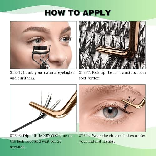 Lash Clusters 300pcs Individual Lashes 50D 0.07C Curl 9-18MIX DIY Eyelash Extension KEYYOU Large Tray Volume Soft&Natural Cluster Lashes(50D-0.07C,9-18MIX） thumbnail 5