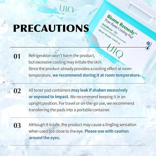 UIQ Biome Remedy Pore Reset Cooling Pad, Hydrating & Cooling Korean Toner Pads, Instant Cooling for Dry, Overheated skin, Pore Care with Panthenol, Allantoin, Niacinamide 80 Pads, 6.08 fl. oz. thumbnail 9