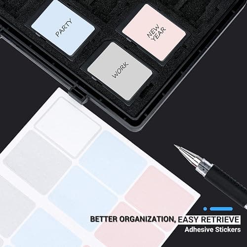 [High Capacity] 54 Slots Memory Card Case for 36 Micro SD and 18 SD Cards with Labels,Water-Resistant Anti-Shock Anti-Dust,Micro SD/SDHC/SDXC TF Card and SDHC/SDXC Holder Organizer Storage thumbnail 7