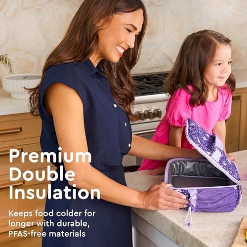 Bentgo Kids Lunch Bag - Durable, Double-Insulated Lunch Bag for Kids 3+; Holds Lunch Box, Water Bottle, & Snacks; Easy-Clean Water-Resistant Fabric & Multiple Zippered Pockets (Unicorn) thumbnail 2
