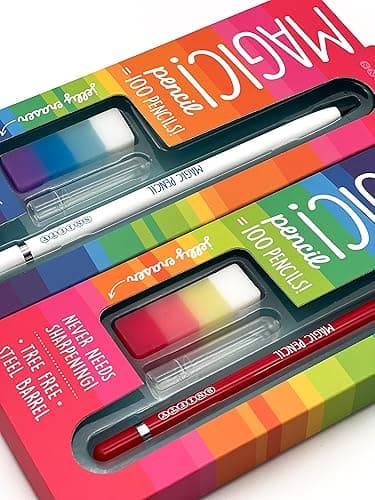 SNIFTY Magic Pencil - Compressed graphite tip equals 100 pencils - white barrel + matching chunky eraser thumbnail 3