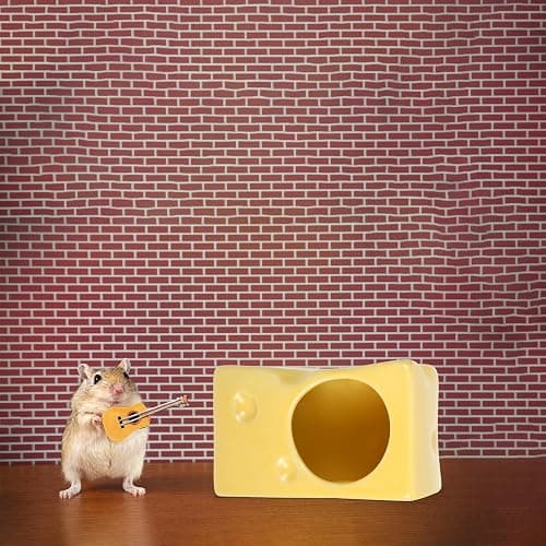 HYTROVE Small Pet Ceramic Hamster Hideout Cheese Shaped Cooling Nest for Rest, Play and Sleep with Safe Material thumbnail 5
