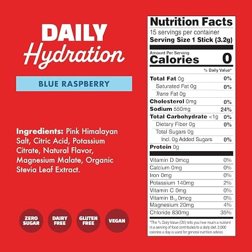 Waterboy Daily Hydration | 1,570mg Electrolyte Powder Packets | No Sugar, All Natural, Gluten Free, Zero Calories | 15 Drink Stick Mixes (Blue Raspberry) thumbnail 5