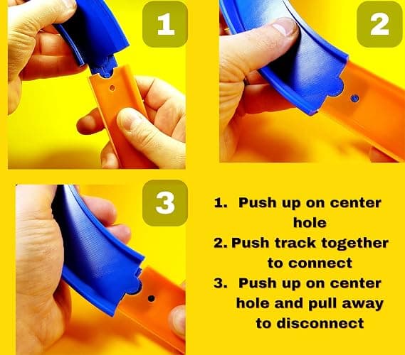 90 Degree Curved Tracks Compatible with Hotwheels Racing Tracks - Set of 4 with 180 Degree Connection thumbnail 6