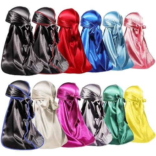 ForceWave 12 Pieces Silky Durag for Men Women Satin Durags for 360 Waves - Image 1