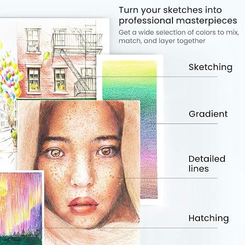 ARTEZA Colored Pencils 72 Soft Wax-Based Color Pencils for Adults & Artists. Pre-Sharpened Drawing Set for Blending, Coloring, Shading & Sketching. Professional Art Supplies in Tin Box, Holiday Gift thumbnail 7