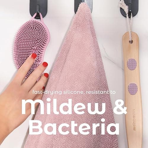 MainBasics Silicone Body Scrubber Dual-Sided Shower Loofah and Exfoliator (Pink, Exfoliate) thumbnail 7