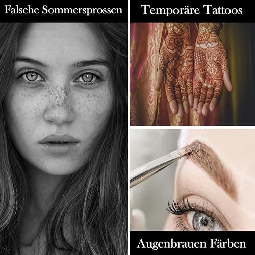 Naturic 4x Henna Tattoo, Temporäre Tattoo + 11x Henna Tattoo Schablone, Temporäre Mehndi Tattoos, Natürliche Kegel, Tattoo sticker, Temporäre Tätowierung - Rotbraun thumbnail 3