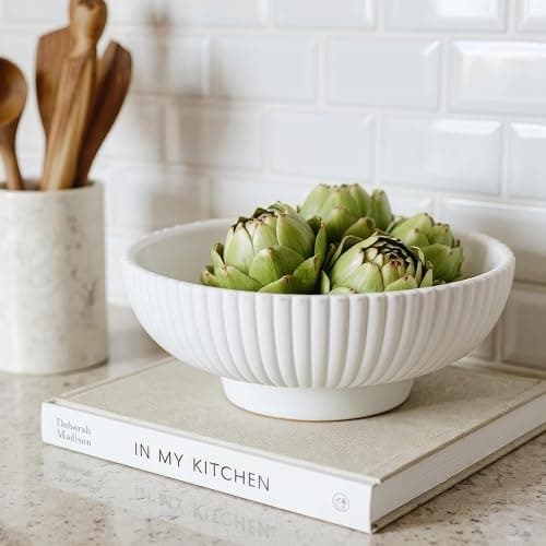 KIBAGA Decorative Concrete Fruit Bowl for Kitchen or Table - Large Key Bowl | Elevates Your Modern Farmhouse Home, Showcasing Fruit or Seasonal Centerpieces in Style - Image 1