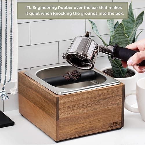Knock Box | Large Capacity Espresso Knock Box | Non-Slip Base Knock Box Espresso | Coffee Knock Box | Shock Absorbant Espresso Knock Box and tamp station | Knock box for espresso coffee grounds thumbnail 3