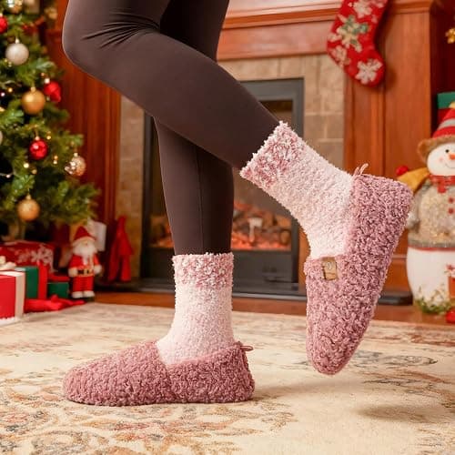 EverFoams Women’s Soft Curly Full Slippers Memory Foam Lightweight House Shoes Cozy Loafer with Polar Fleece Lining thumbnail 2