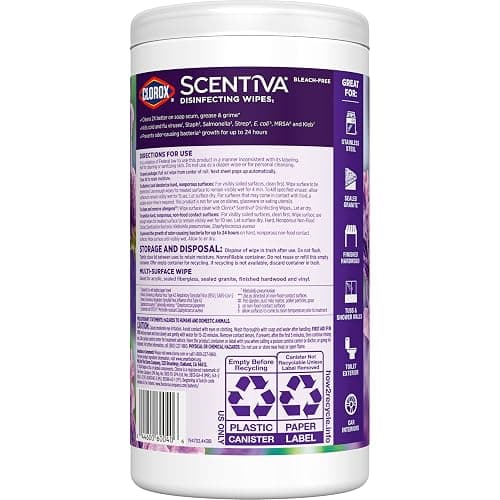 Clorox Scentiva Disinfecting Wipes, Lavender and Jasmine, 75 Count (Package May Vary) thumbnail 12