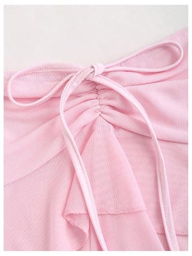 SHENHE Women's Layered Ruffle Top Ruched Backless Babydoll Peplum Tank Cute Summer Top thumbnail 3