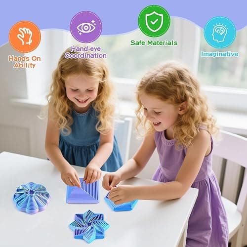 Meshcraft 4PCS 3D Printed Fractal Whirling Fidget Toys, Geometric Spiral Sensory Toy Pack, Stress Relief ADHD Focus Desk Toys, Optical Illusion Kinetic Decor, Gifts for Kids Adults(Purple Blue) thumbnail 4