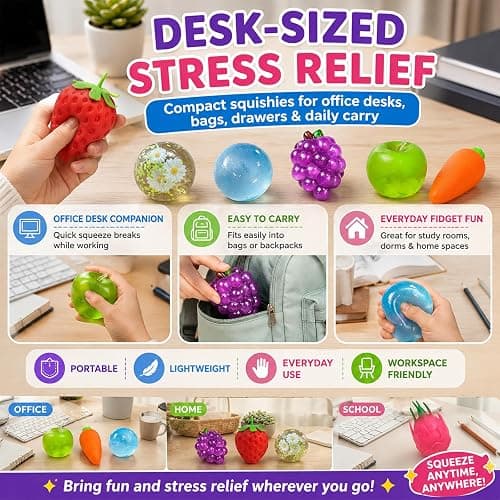 9 Pack Squishy Toys Squeeze Set Slow Rising Squishy Fidget Toys - Sugar Squishies Filled Stress Ball Glitter Color Changing Cute Food-Shaped Random Colors Stretchy for Desk, Office (9 Set) thumbnail 4