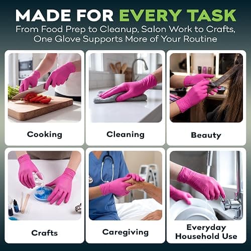 FifthPulse Fuchsia Hot Pink Nitrile Disposable Gloves -3 Mil Medical Exam Nitrile Gloves -Powder and Latex Free thumbnail 7