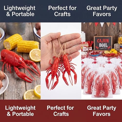 Juexica 15 Pcs 3.5inch Red Fake Crawfish, Plastic Small Lobster Boil Party Supplies, Seafood Boil Party Decorations Fake Sea Creature Models thumbnail 4