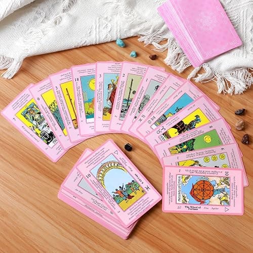Myripoly Pink Tarot Cards Deck Set for Beginners with Meanings On Them-Tarot Card with Guidebook-(Free Velvet Tarot Bag Pouch) thumbnail 2