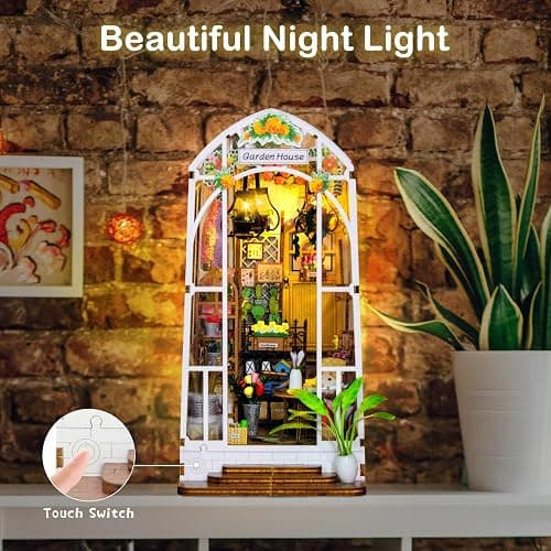 Book Nook Kits for Adults, Miniature House Dollhouse Kit for Teens, DIY Crafts for Adults, Bookshelf Decor Garden House with LED Light, Gifts for Family and Friends thumbnail 6