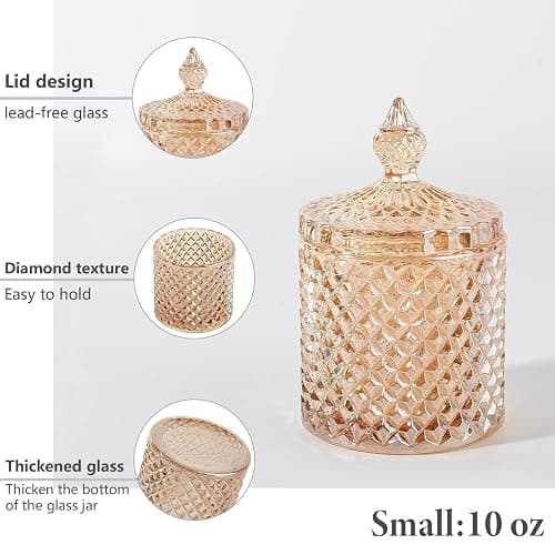 2 Pack Qtip Holder Thick Glass Apothecary Jars with Lid for Bathroom Decor Storage Organizer for Cotton Swabs, Balls, Pads, Floss Picks, Candy, Jewelry, Amber thumbnail 3