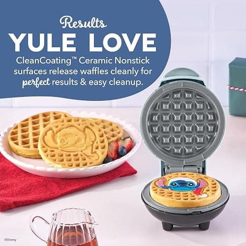 Disney Dash Stitch Santa Mini Waffle Maker - Holiday Waffle Maker - Simple Setup & Quick Cleanup - Convenient & Compact for Easy Storage thumbnail 3