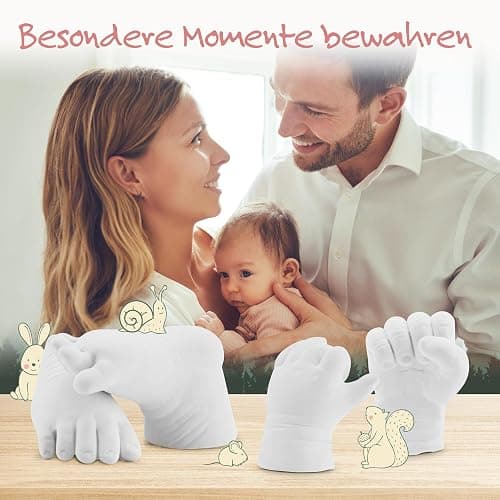 SOULBABY® Gipsabdruck Baby Hand und Fuß [4 Abdrücke] I 100% Made in Germany I Baby Geschenk Geburt Junge & Mädchen I Babyabdruck Set I Fußabdruck & Handabdruck Baby I Geschenk zur Geburt - Gipsabdruckset Baby Hand & Fuß thumbnail 2