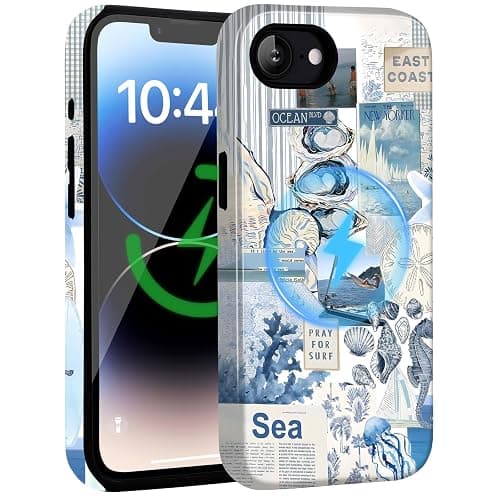 Amzfield Magnetic for iPhone 16e for iPhone 17e Case, Compatible with MagSafe, Aesthetic Summer Phone Case Cute Vintage Seashell Ocean Collage Women Scratch Resistant Shockproof Protective Girly Case thumbnail 7