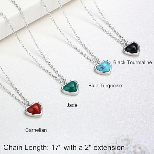 TZPI Red Heart Necklace for Women, Black Tourmaline Necklace as as Christmas Gifts Carnelian Necklaces as Everyday Stocking Stuffers Jewelry Moonstone Crystal Pendant Birthday Gifts for Her thumbnail 2
