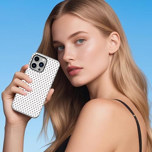 ZTOFERA Magnetic Case for iPhone 15, Polka Dot Phone Case Cute for Girl Women, Compatible with Magsafe, Hard PC+Soft TPU Protective Phone Cover for iPhone 15-White thumbnail 9