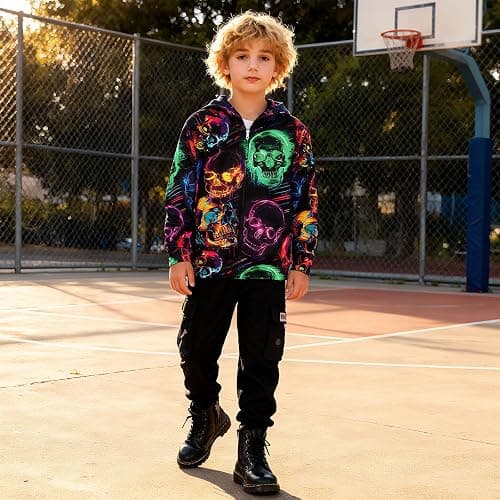 TUONROAD 6-14T Boys Girls Zip Up Hoodies Sweatshirts 3D Printed Cool Pullover with Pockets thumbnail 2