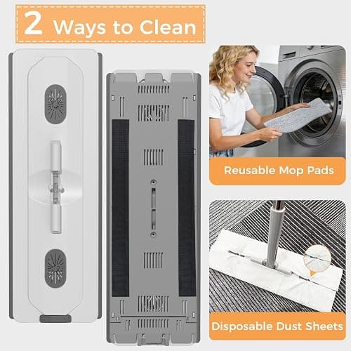 YASHE Mop and Bucket Set with Detachable Space-Saving Bucket, Mop for Floor Cleaning with Wringer, Wall Mop with 360° Rotating Mop Head, 2 Reusable Microfiber Mop Pads thumbnail 9