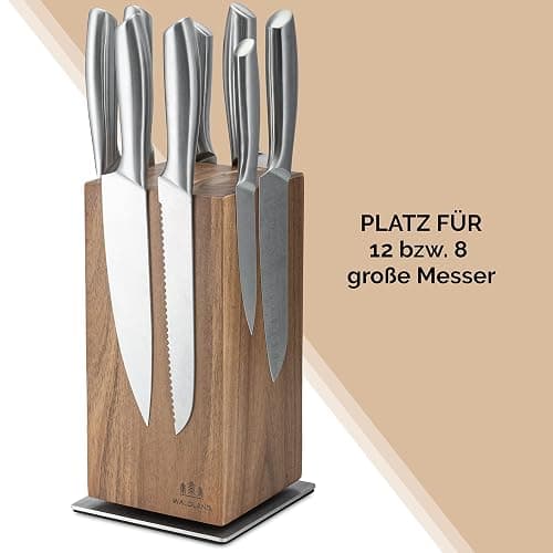 WALDLAND Bloc à couteaux de qualité supérieure sans couteau,Bloc à couteaux magnétique et rotatif à 360°,En bois d'acacia élégant et robuste,Bloc en bois,Organiseur de cuisine thumbnail 6
